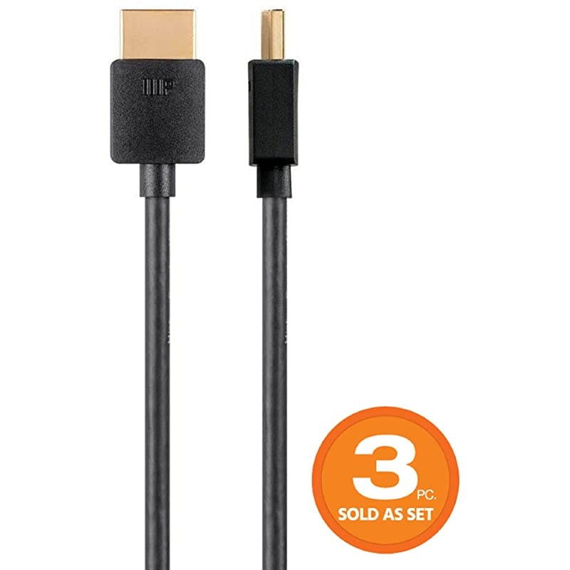 High Speed HDMI Cable 3 Pack 6 Feet Black | Certified Premium 4K60Hz HDR 18Gbps 34AWG YUV 444 Ultra Slim Series