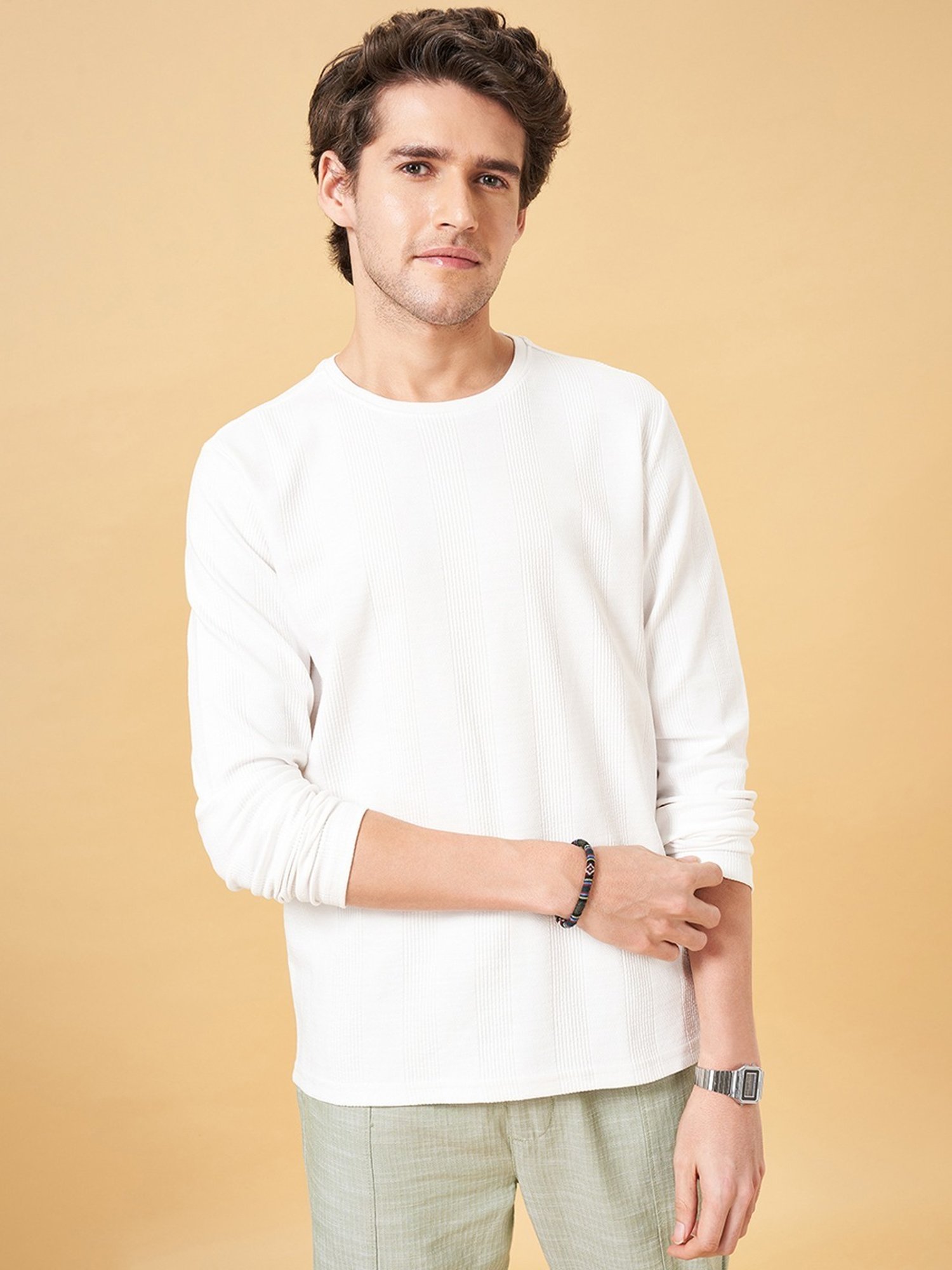 7 Alt by Pantaloons Whitecap Gray Slim Fit T-Shirt