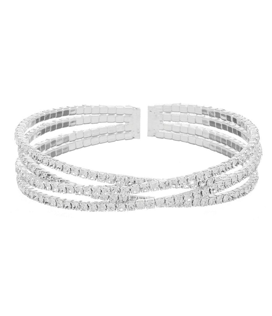 Cezanne Double Crisscross Rhinestone Cuff Bracelet