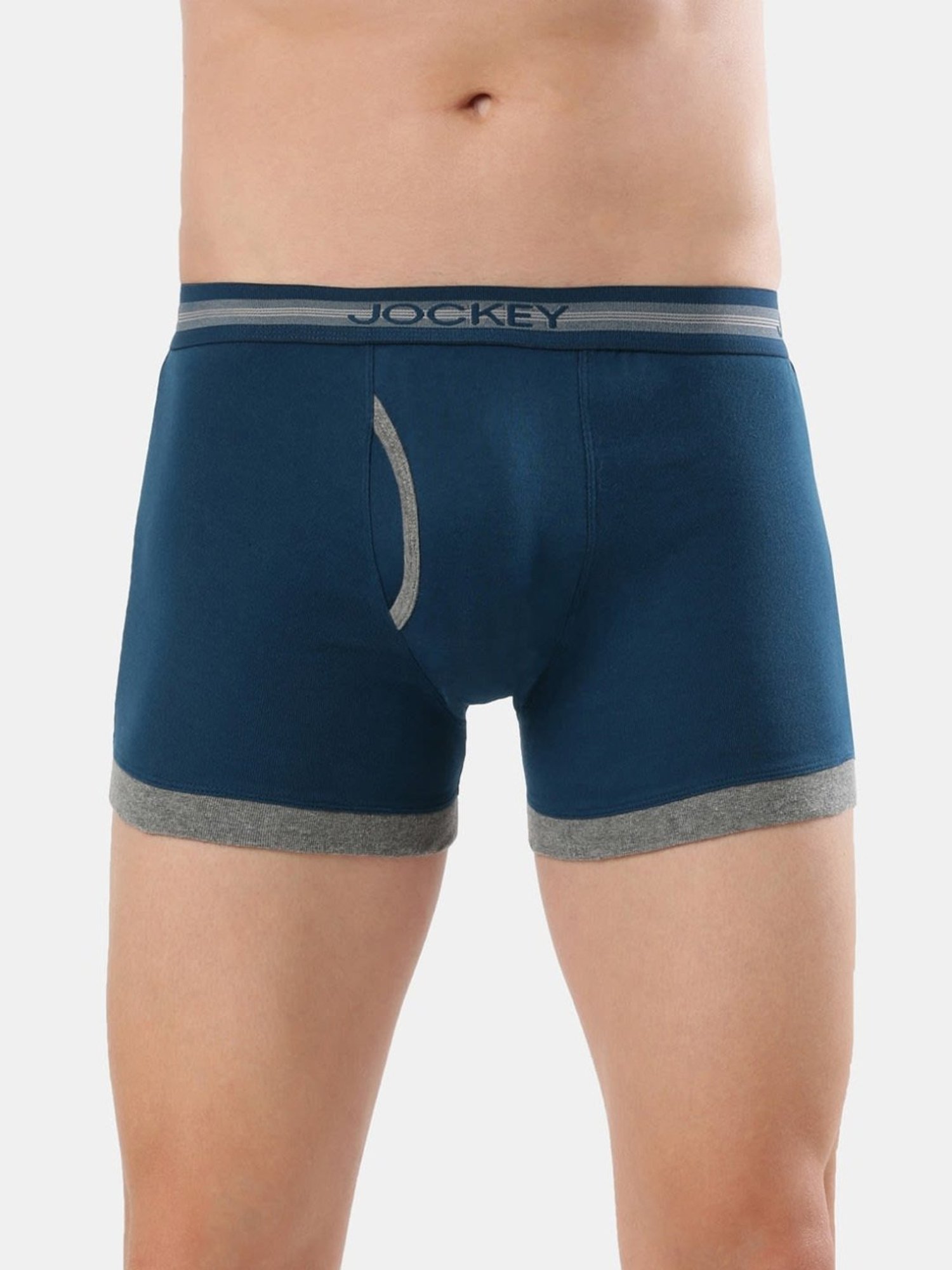 Jockey 1017 Poseidon & Mid Grey Combed Cotton Boxer Briefs with Stay Fresh Properties - Pack of 2