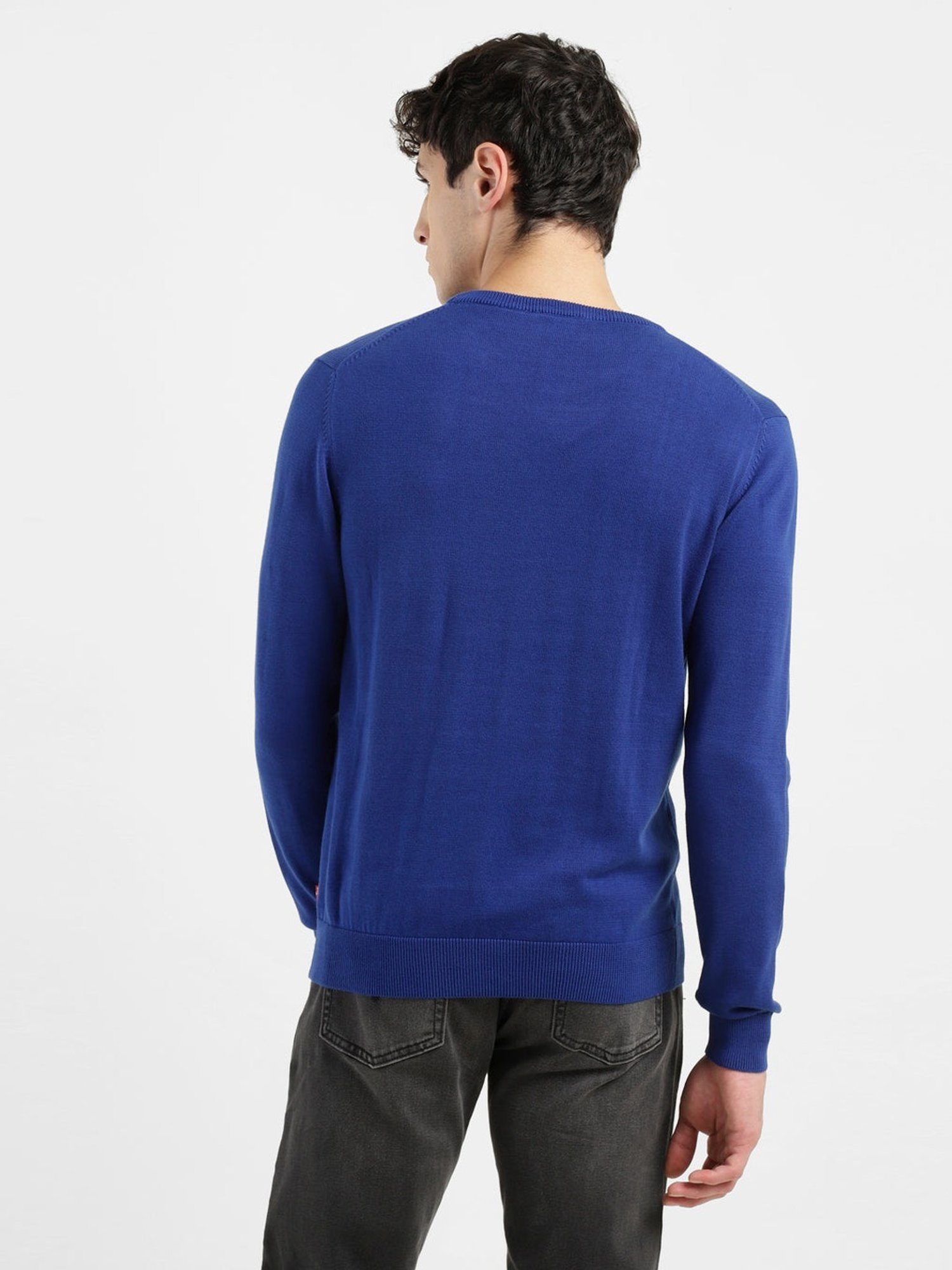 Levi's Blue Cotton Regular Fit Logo Printed Sweater