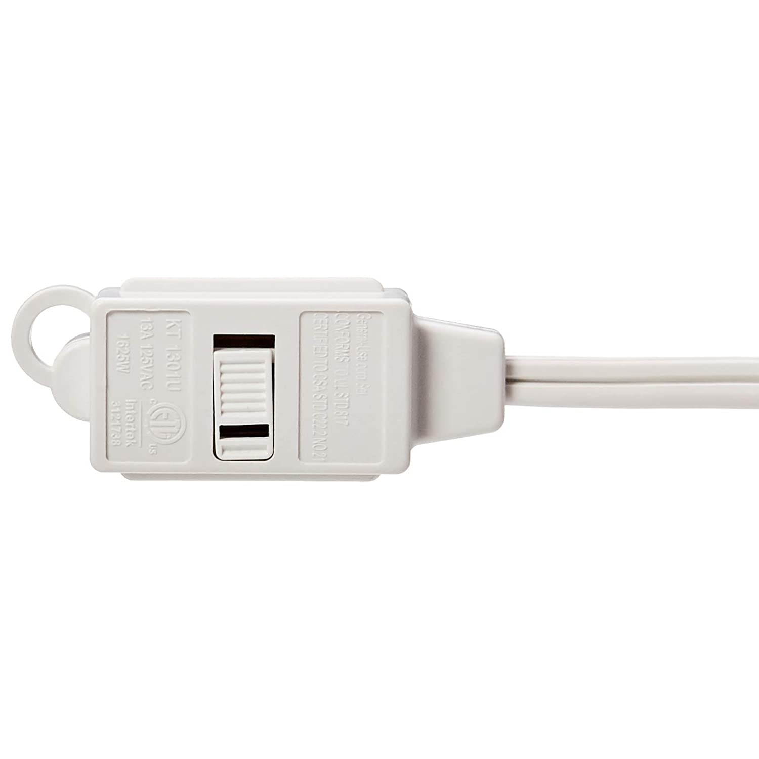 AmazonBasics Indoor 2 Prong Extension Power Cord Strip - Standard Plug, 3 Foot, Pack of 2, White