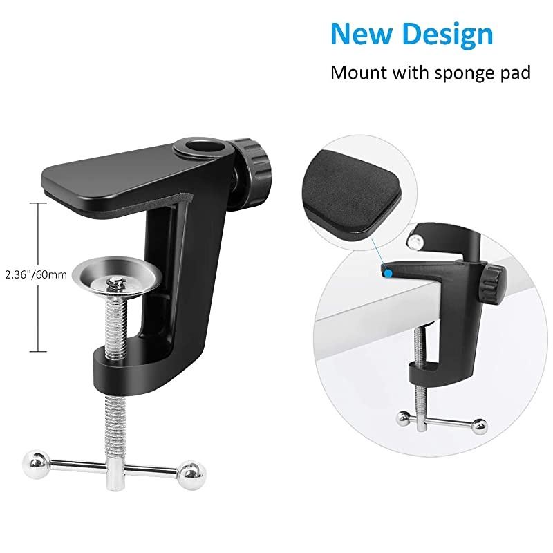 Heavy Duty Microphone Stand with Mic Windscreen and Dual Layered Mic Pop Filter  Adjustable Microphone Suspension Boom Scissor with Shock Mount Mic Clip Holder Black