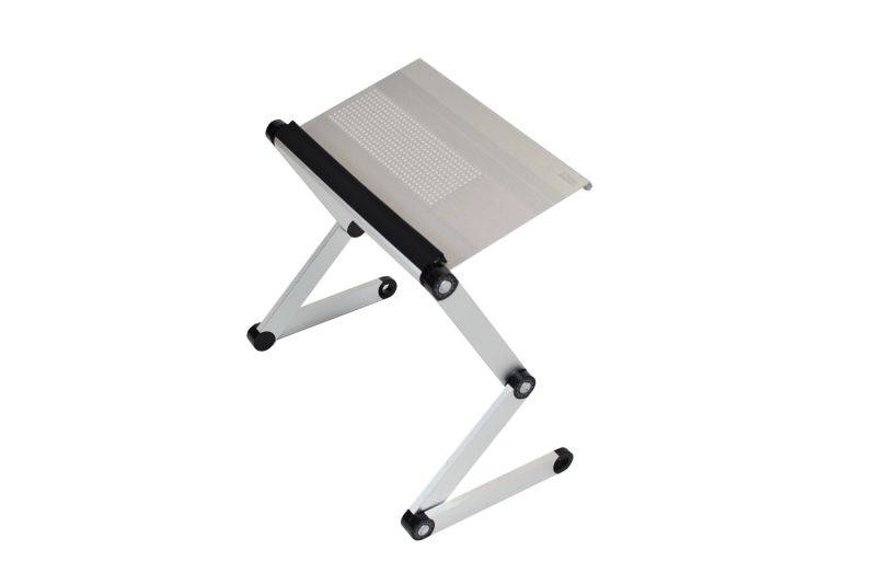 WorkEZ Executive Adjustable Ergonomic Laptop Cooling Stand & Lap Desk for Bed Couch folding aluminum desktop computer riser tray height tilt angle portable macbook cooling reading monitor,Silver
