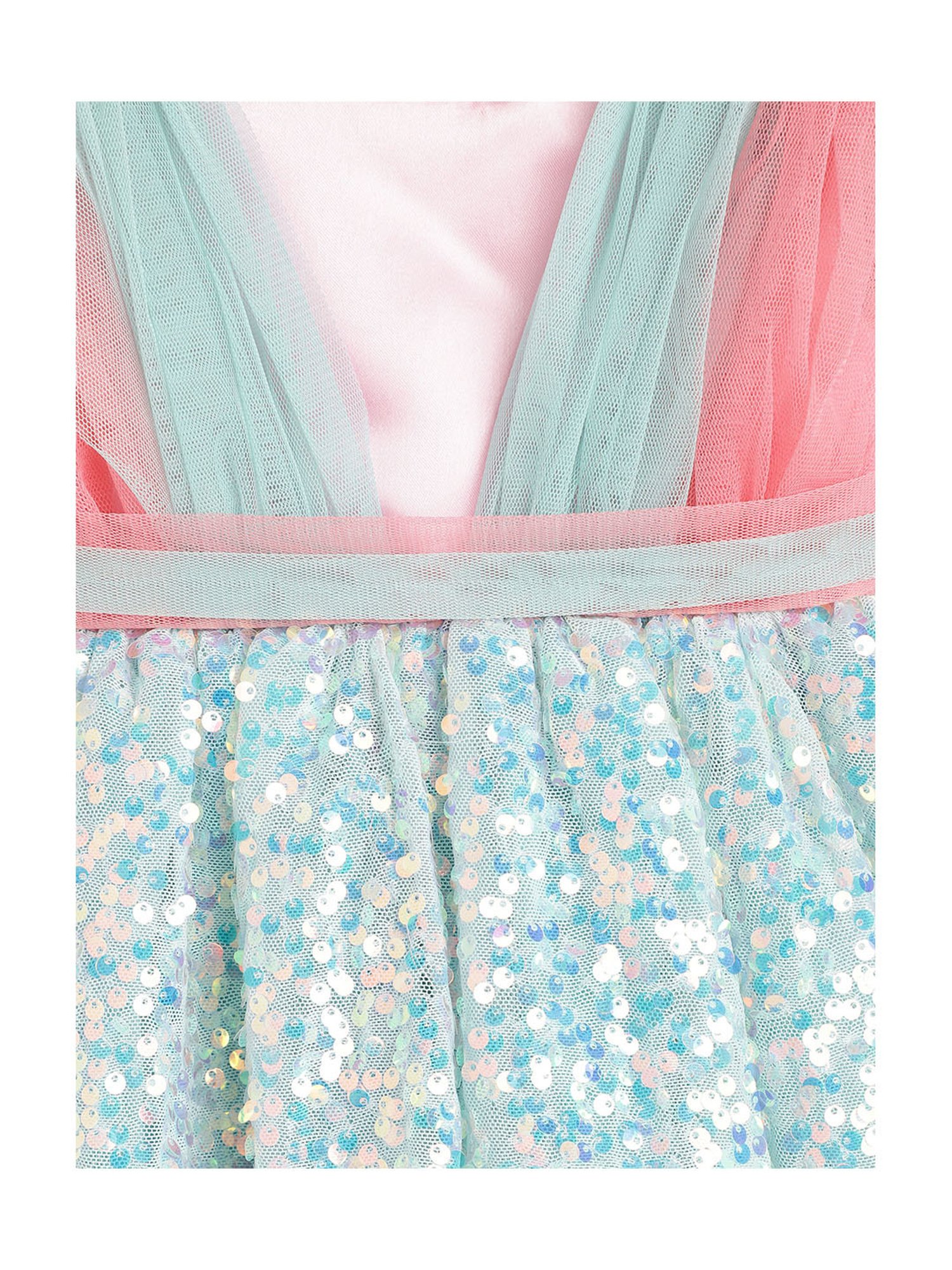 Nauti Nati Kids Pink & Blue Embellished Dress