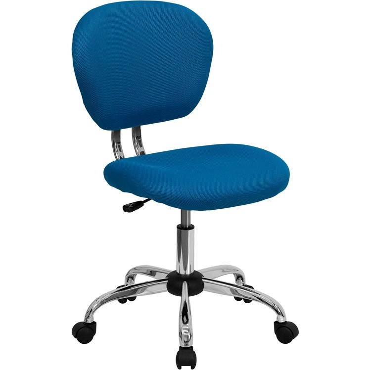Mid-Back Turquoise Mesh Padded Swivel Task Chair with Chrome Base