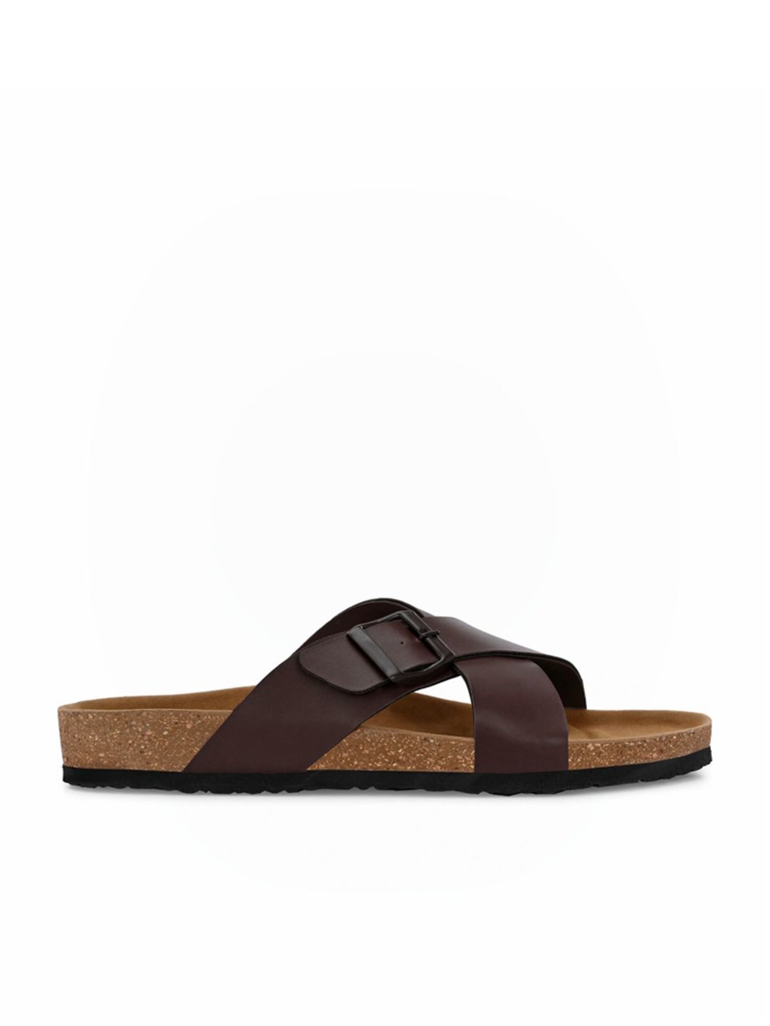 Hoversole Men's Brown Cork Cross Strap Sandals