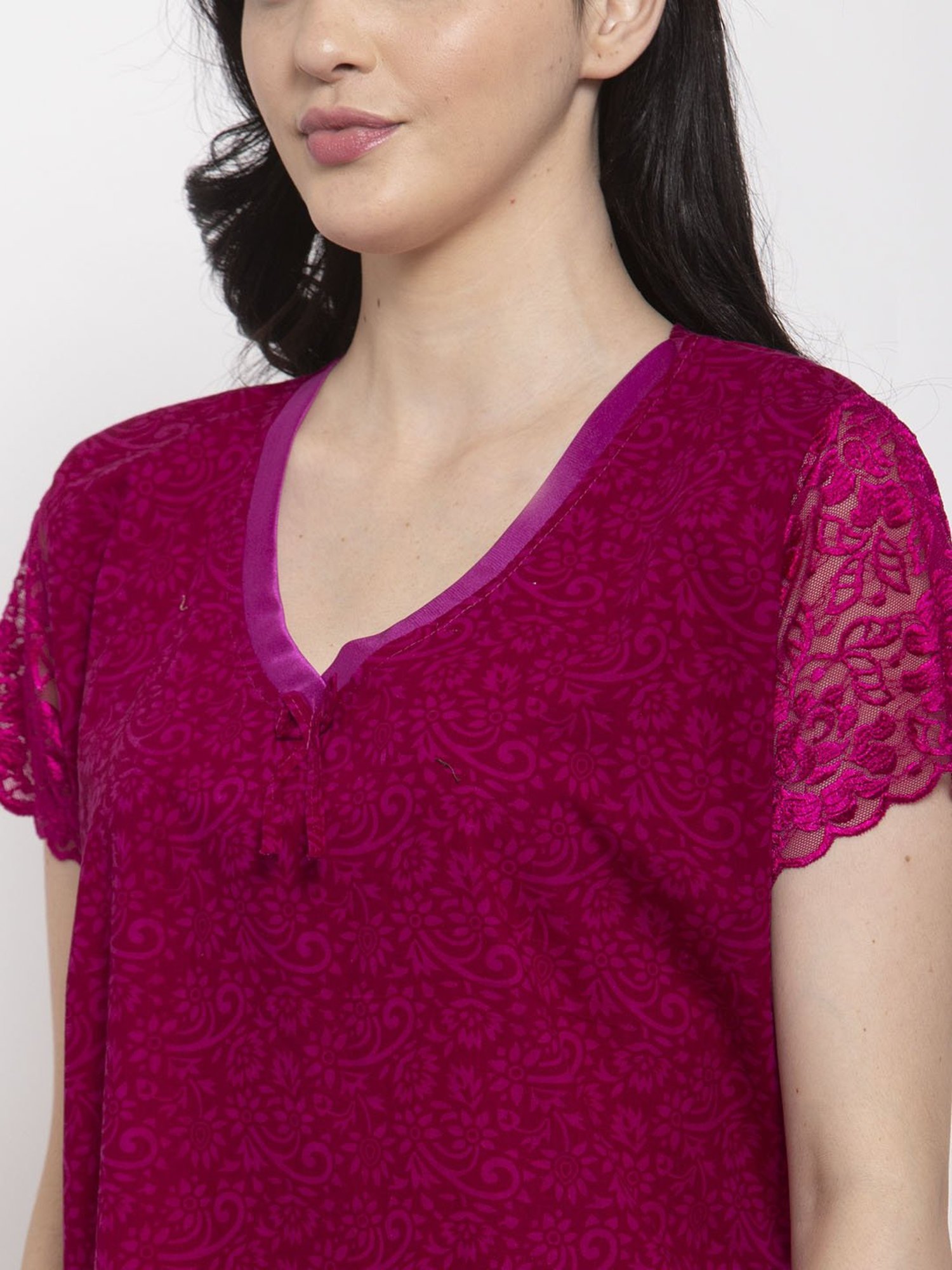 Secret Wish Maroon Printed Nighty