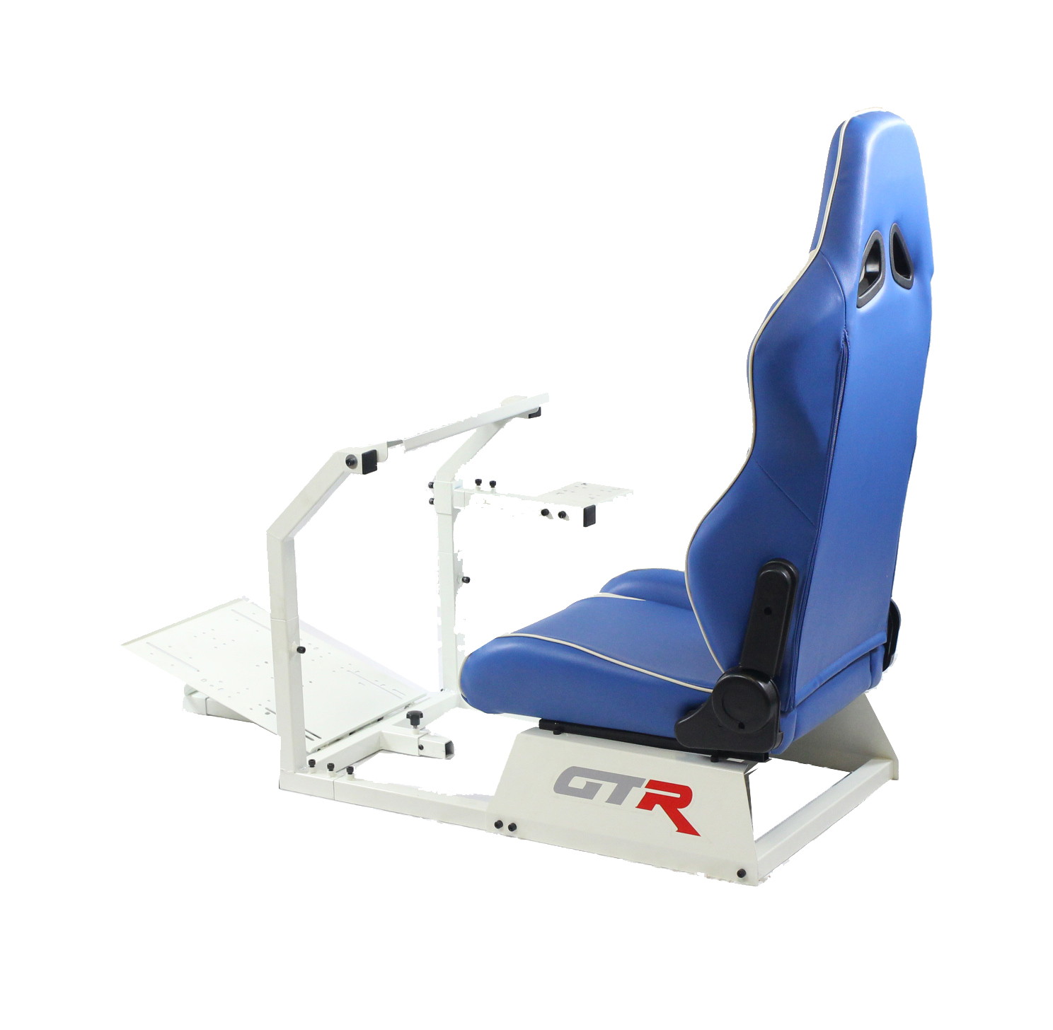 GTR Simulator GTA-WHT-S105LBK GTA Model Racing Simulator White Frame with Black Real Racing Seat, Driving Simulator Cockpit Gaming Chair with Gear Shifter Mount