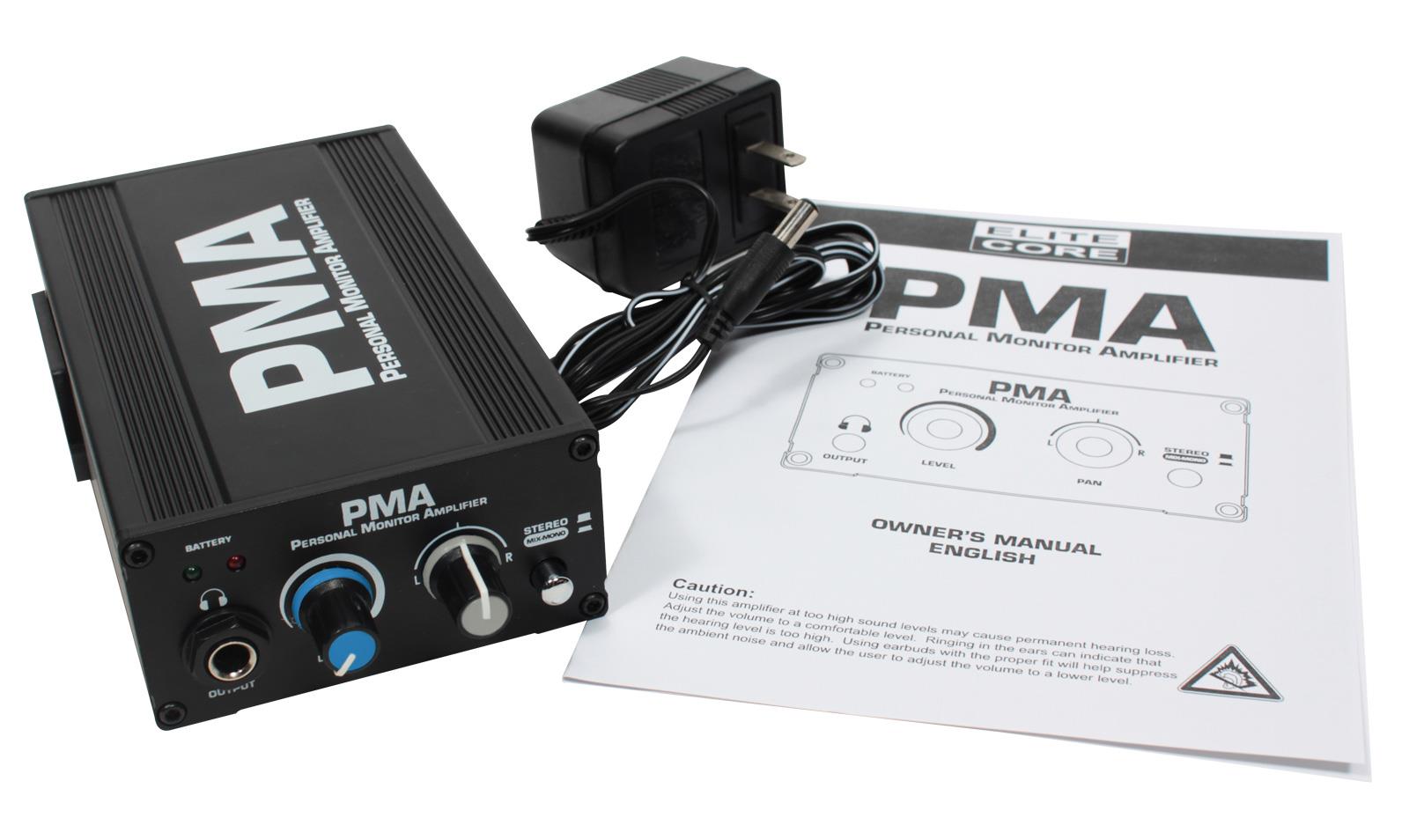 Elite Core PMA Personal Monitor Amplifier Deluxe Station Pack w/ EU-5X Earphones