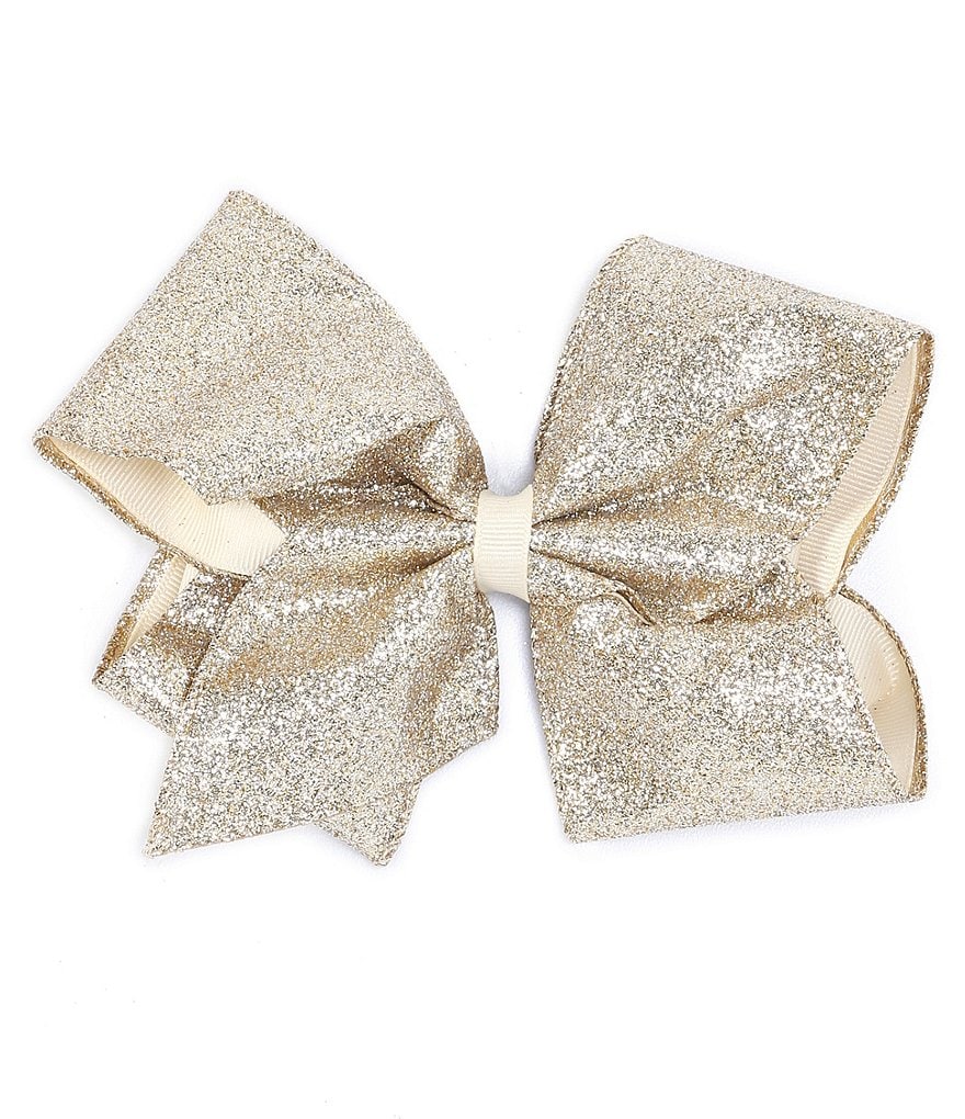 Copper Key Patterned Sparkle and Grosgrain Overlay King Bow