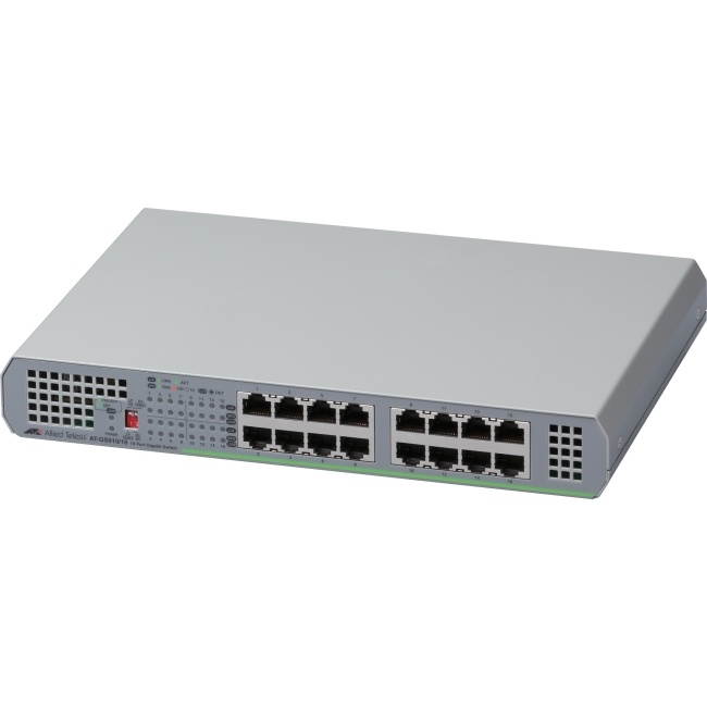 Allied Telesis - AT-GS910/16-10 - Allied Telesis 16-Port 10/100/1000T Unmanaged Switch with Internal PSU - 16 Ports - 2