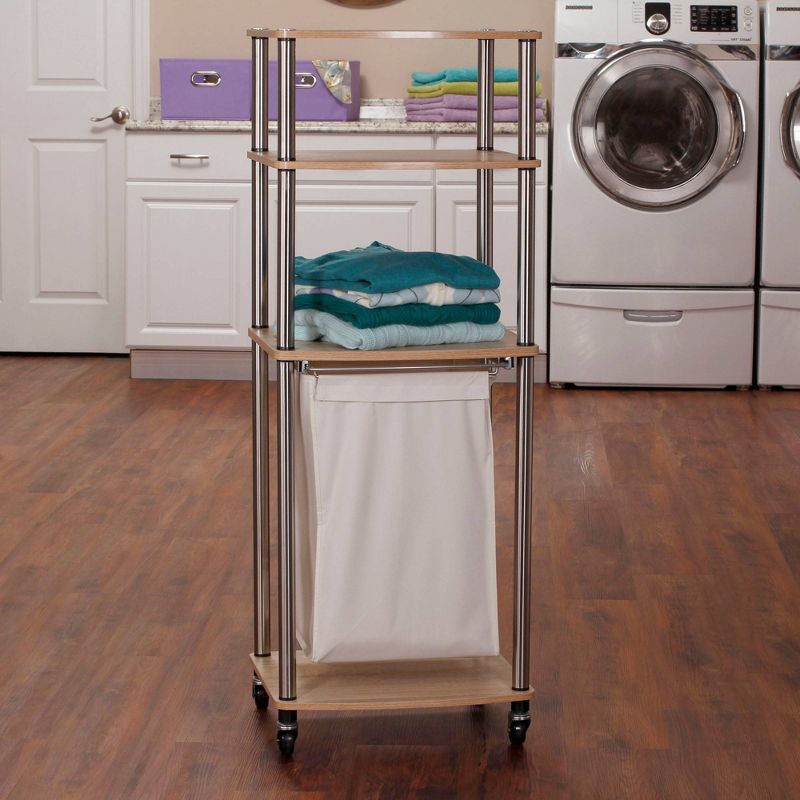 Household Essentials Rolling Laundry Hamper Storage Cart Natural/Light Ash