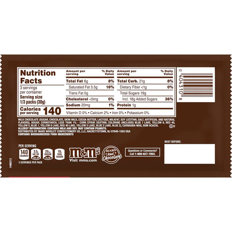 M&M's King Size Milk Chocolate Candies - 3.14oz