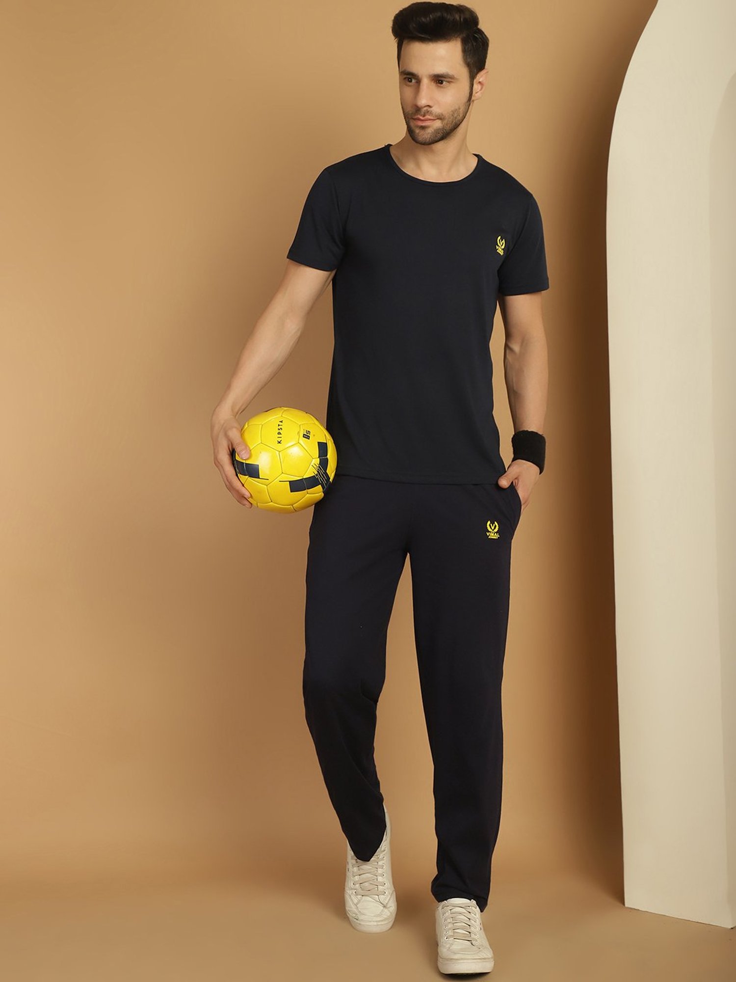 Vimal Jonney Light Mud Cotton Regular Fit Tracksuit