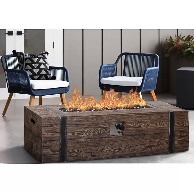48" x 20" x 18.5" Rectangular Wooden Outdoor Propane Fire Pit - Vasagle