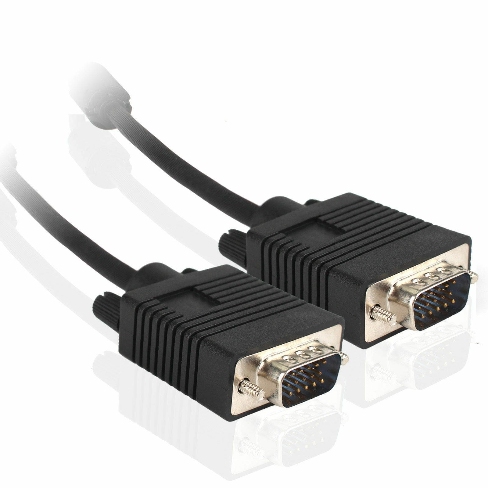 15 Pin 15ft SVGA Super Male to Male Super VGA Monitor PC TV Cable Cord M/M BLACK