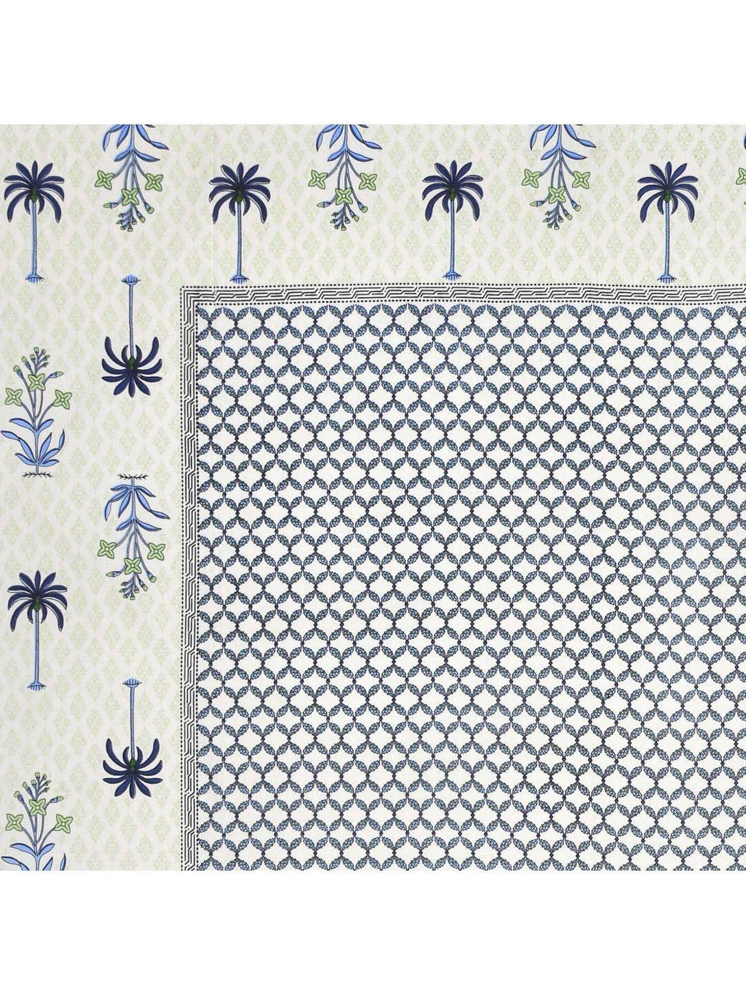 JaipurFabric Blue & White Cotton 180 TC Double Bedsheet with 2 Pillow Covers