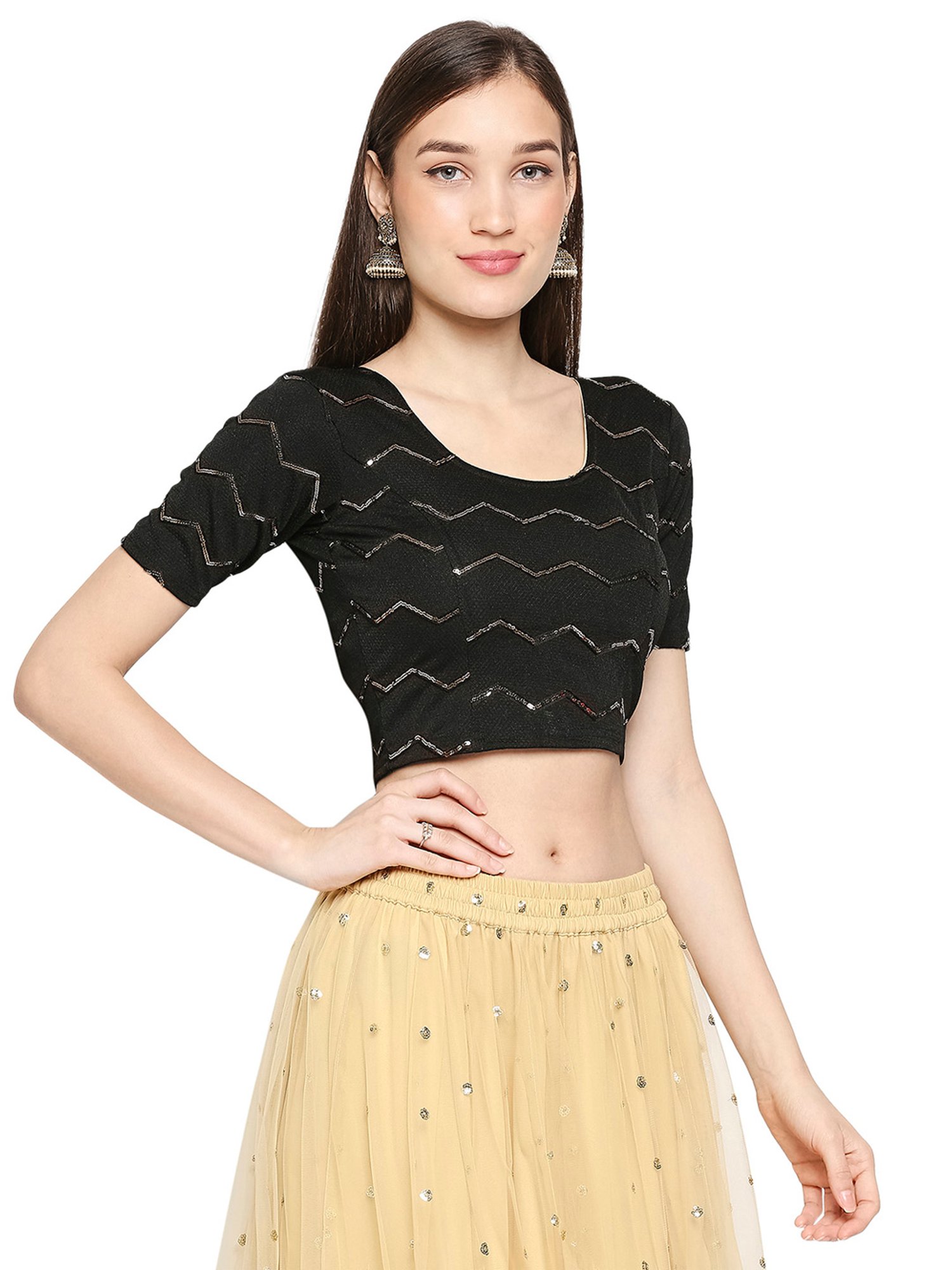 Salwar Studio Black Embellished Blouse