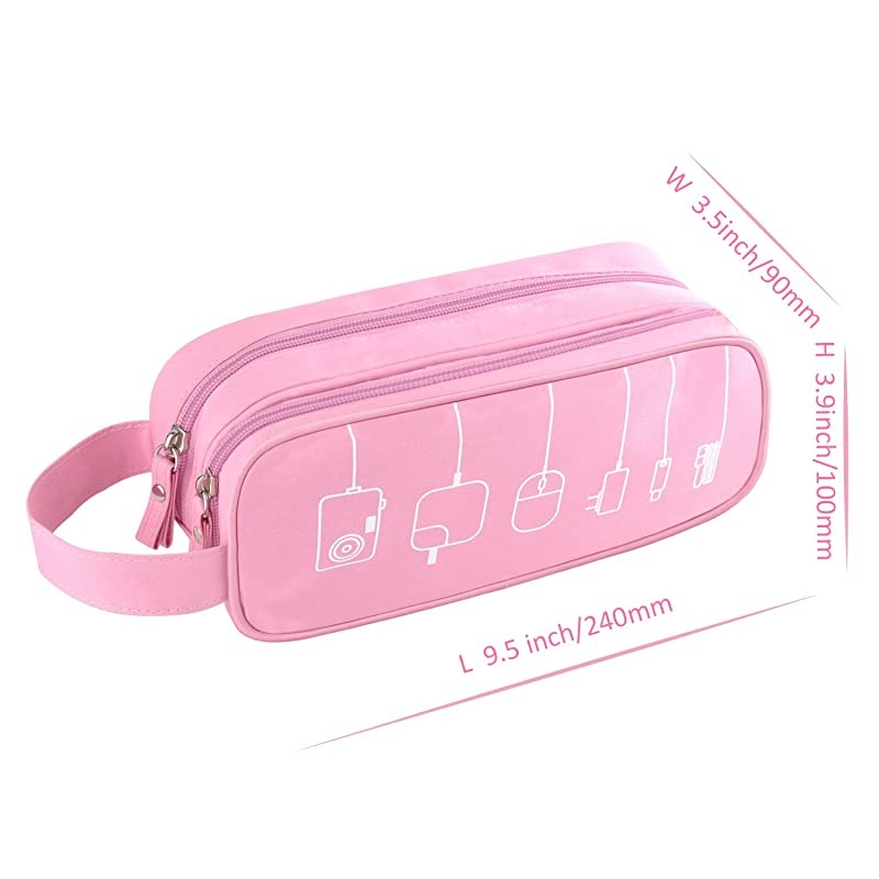 Cable Cord Holder OrganizerElectronics Accessories Case Healthcare Grooming Kit USB Drive Shuttlean All in One Travel Organizer Pink