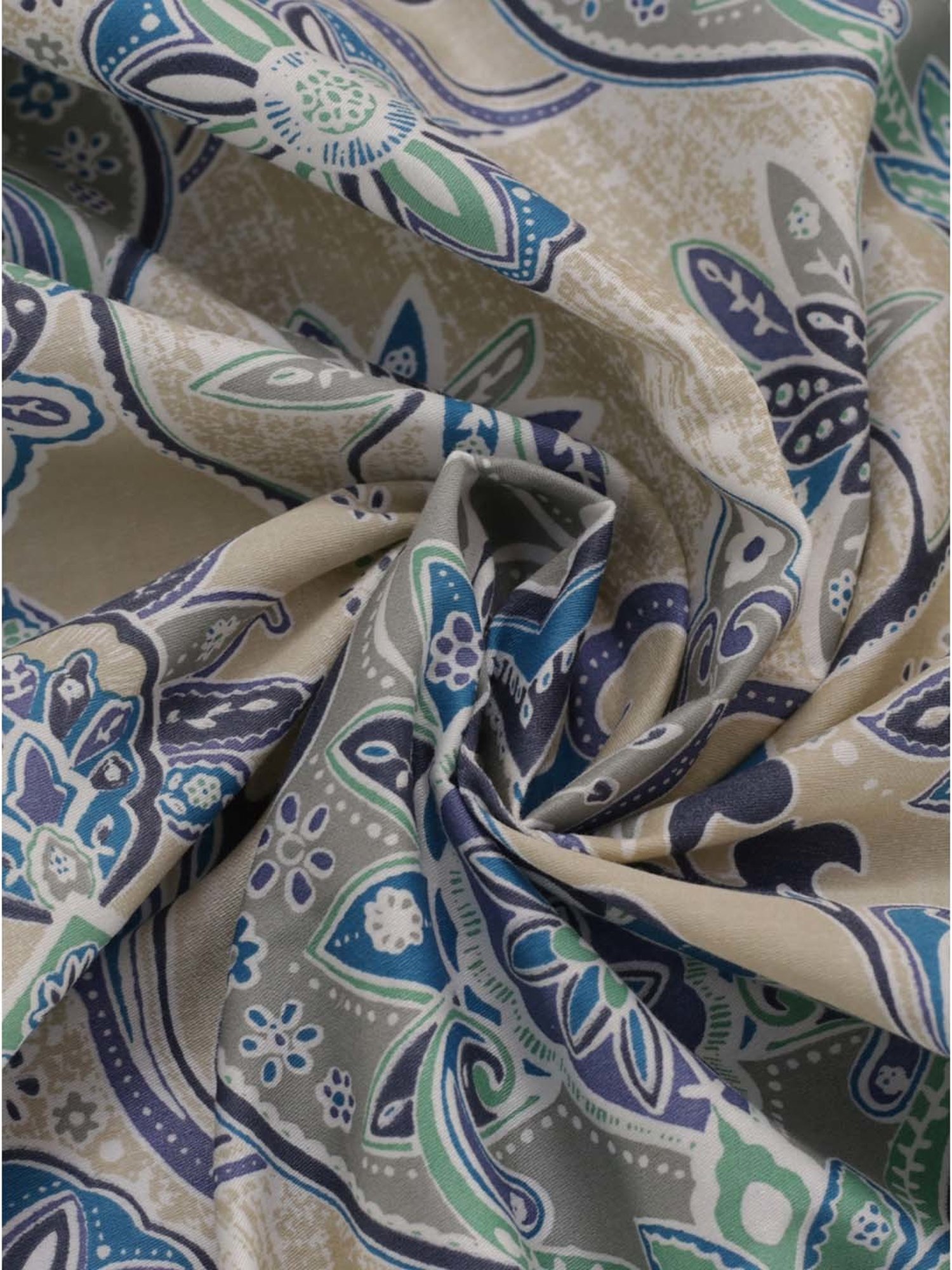 Maspar Hues Nouveau Tradition Lawn Rerun Blue Cotton 300 TC King Bedsheet & 2 Pillow Covers