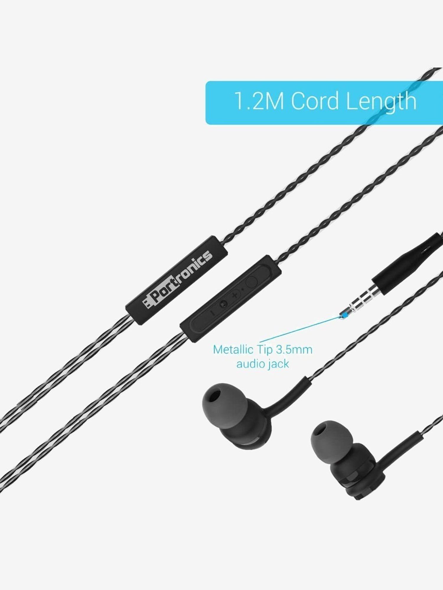 Portronics Conch Gama Por-1025 Wired Earphone With Mic (Black)