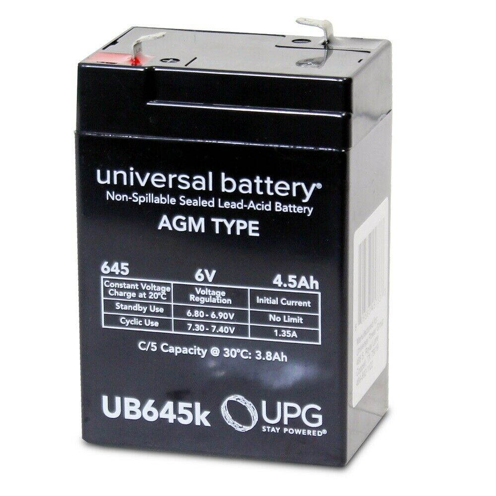 3PK UB645 6V 4.5AH Sealed Lead Acid (SLA) Battery - T1 Terminals - for ZB-6-4.5