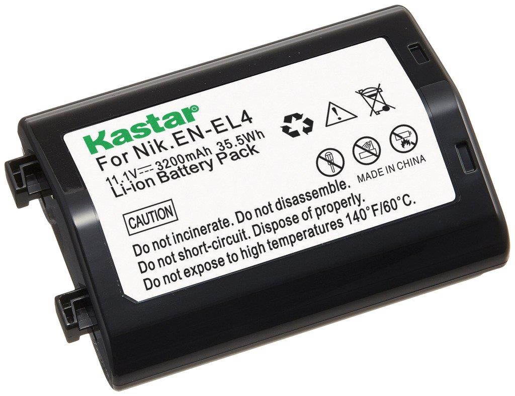 Kastar LCD Dual Smart Fast Charger & Battery (3 PACK) for Nikon EN-EL4, EN-EL4A, ENEL4, ENEL4A and Nikon D2Z, D2H, D2Hs, D2X, D2Xs, D3, D3S, D3X, F6 Camera, Nikon MB-D10, D300, D300S, D700, MB-40 Grip
