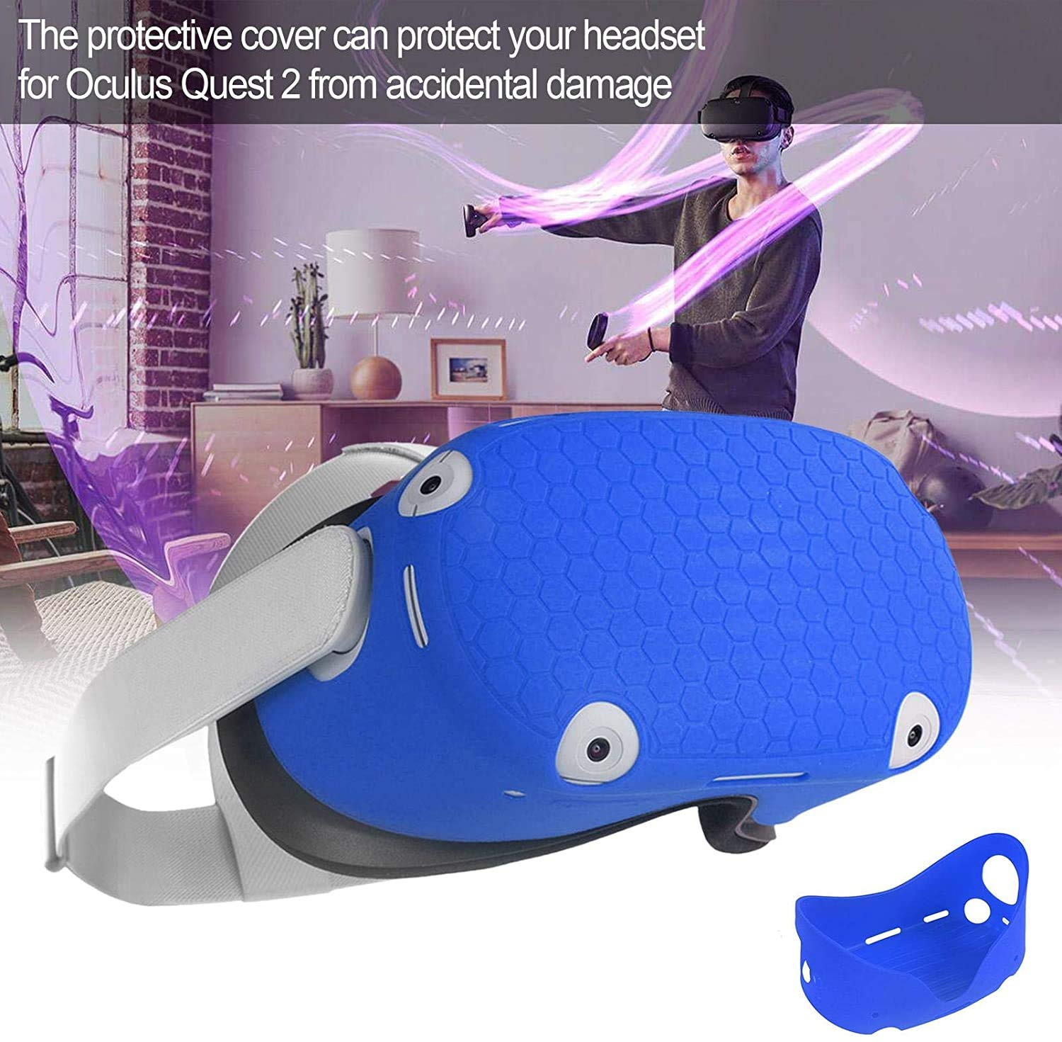 For Oculus Quest 2 VR Shell Front Face Protector Cover Anti Scratch Anti Dust Anti Shock,washed soft  flexible