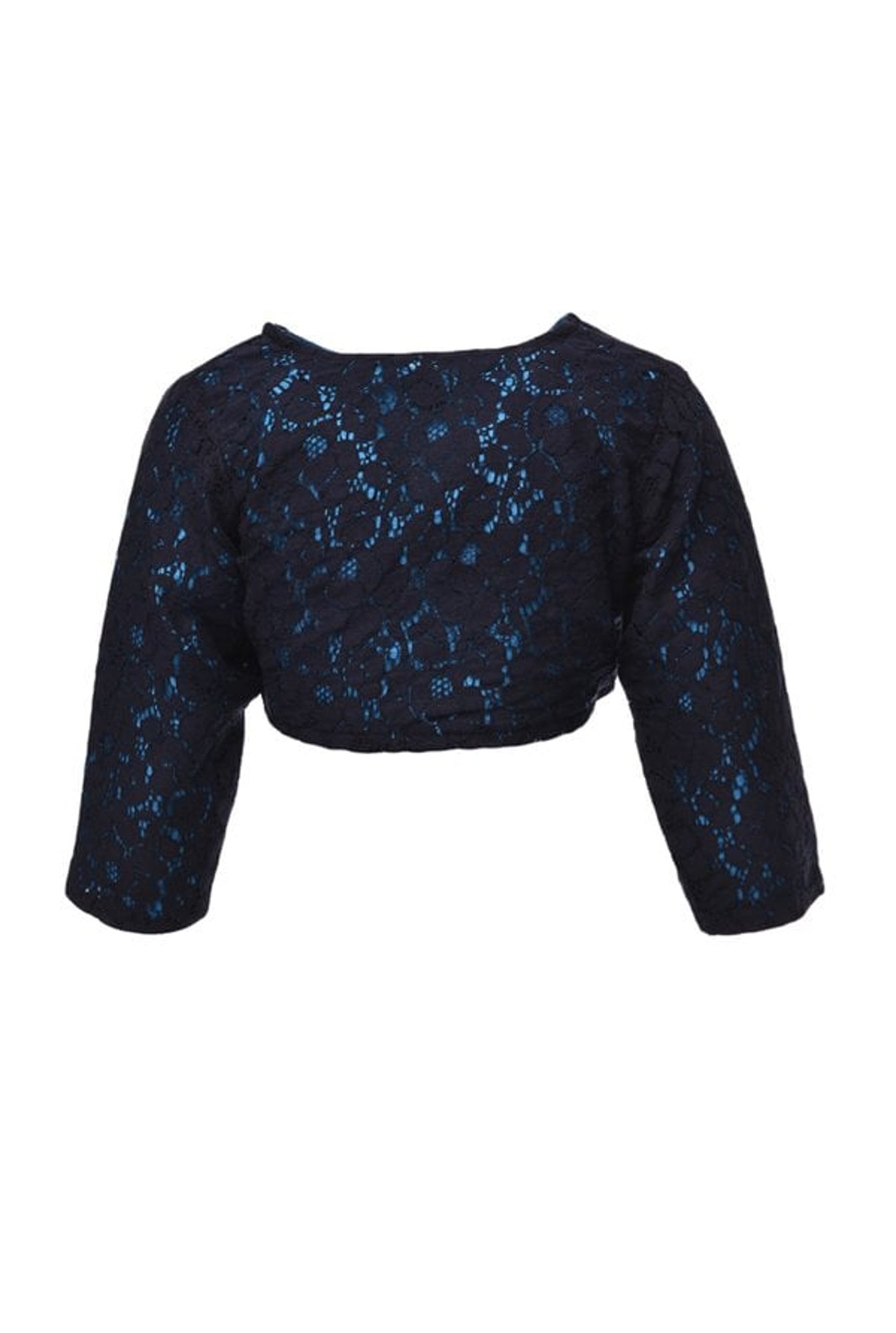 A Little Fable Kids Navy Lace Pattern Shrug