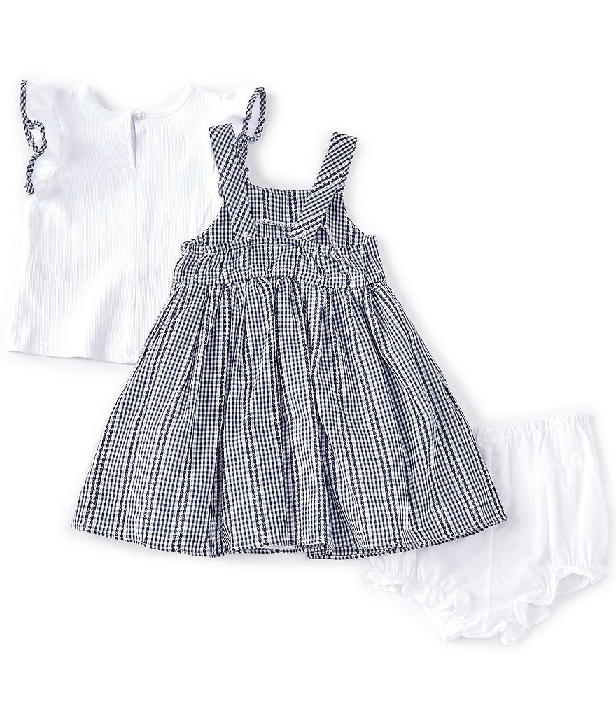 Laura Ashley Baby Girls 12-24 Months Flutter-Sleeve Tee & Checked Jumper Set
