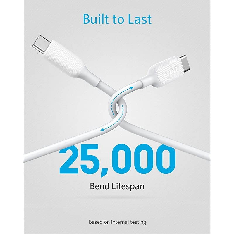 USB C Cable 60W 10ft  Powerline III USBC to USBC Cable 20 USB C Charger Cable for MacBook Pro 2020 iPad Pro 2020 iPad Air 4 Switch Galaxy S20 Plus S9 S8 Plus Pixel and More White