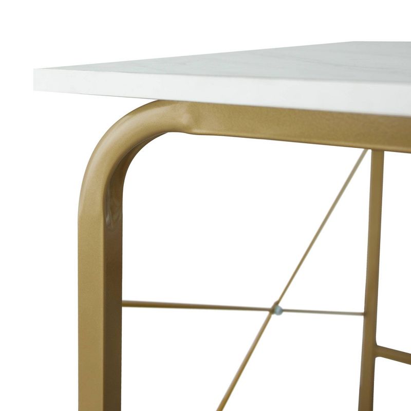 40" Home Office Computer Desk with Metal Base Marble/Brass - Versanora