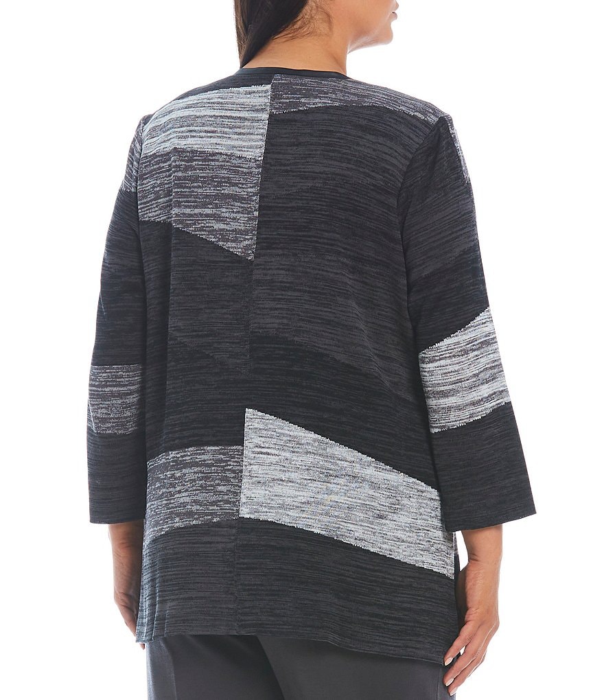 Ali Miles Plus Size Mixed Animal Print Open-Front Drop Needle Onion Skin Jacket