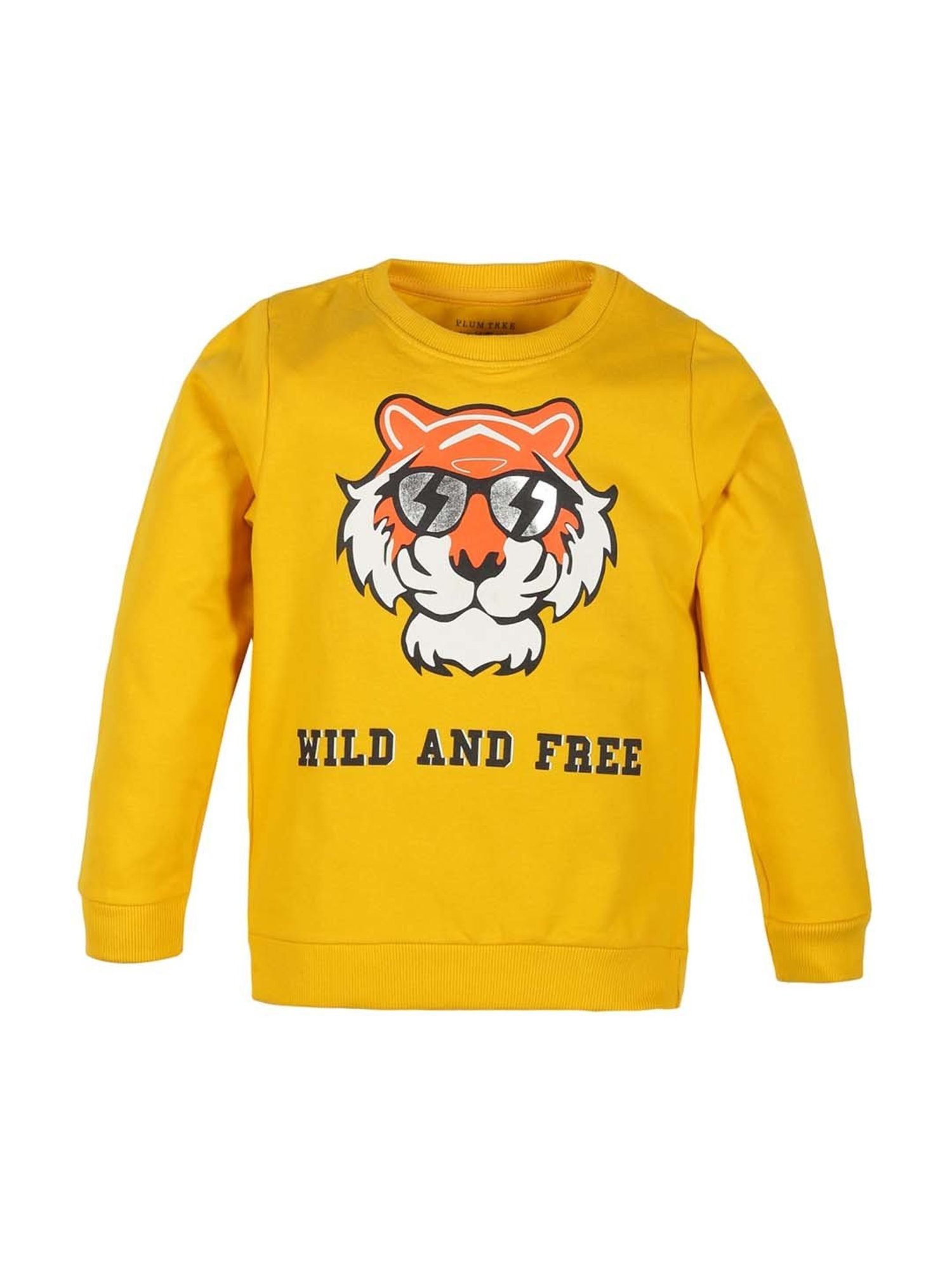 Plum Tree Kids Yellow & Orange Cotton Printed Full Sleeves Sweatshirt