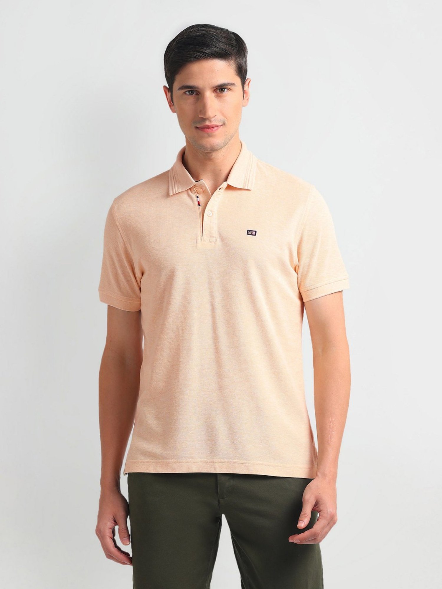 Arrow Sports Yellow Cotton Regular Fit Polo T-Shirt