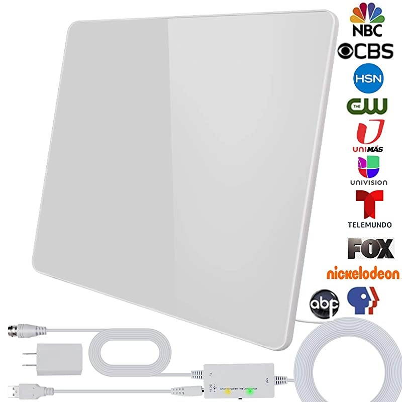 Newest HD TV Antenna up 250 Miles Range-Indoor Antenna Support 4K 1080P All Older TV's & Smart TV for 360&deg; Reception, Smart Amplifer Signal Booster HDTV Digital Antenna with 18ft Coax Cable