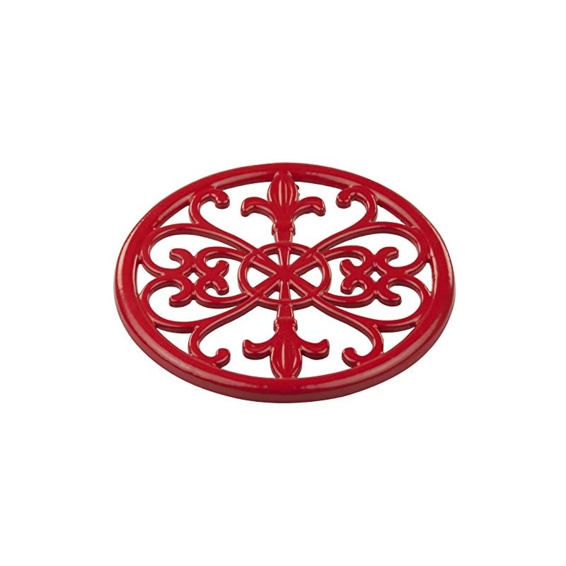 Red) Cast Iron Fleur De Lis Trivet Tr44392, 7.9" x 7.9" x .62"