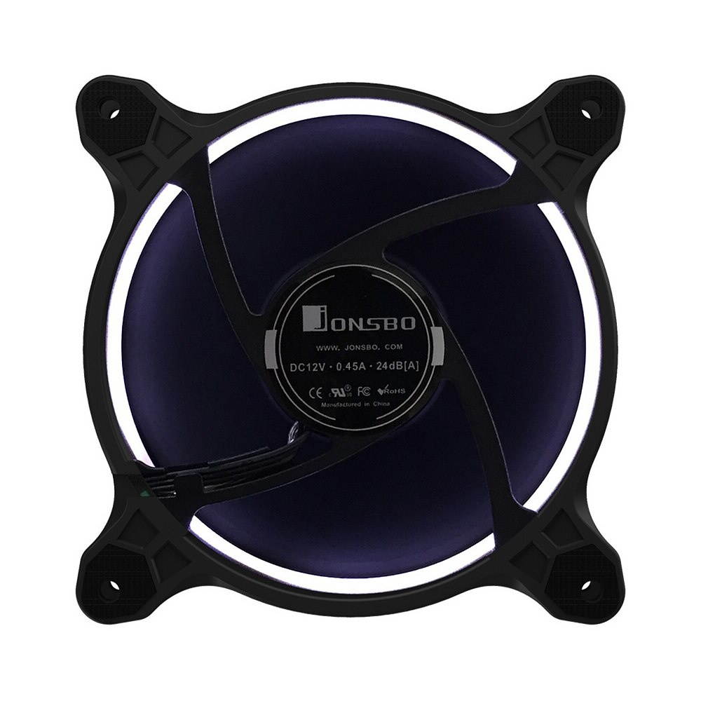 JONSBO Eclipse PLUS White Computer Cooling Fan 12CM Chassis Case Fan with Hydraulic Bearing 25 Lamp Beads LED Light Effect