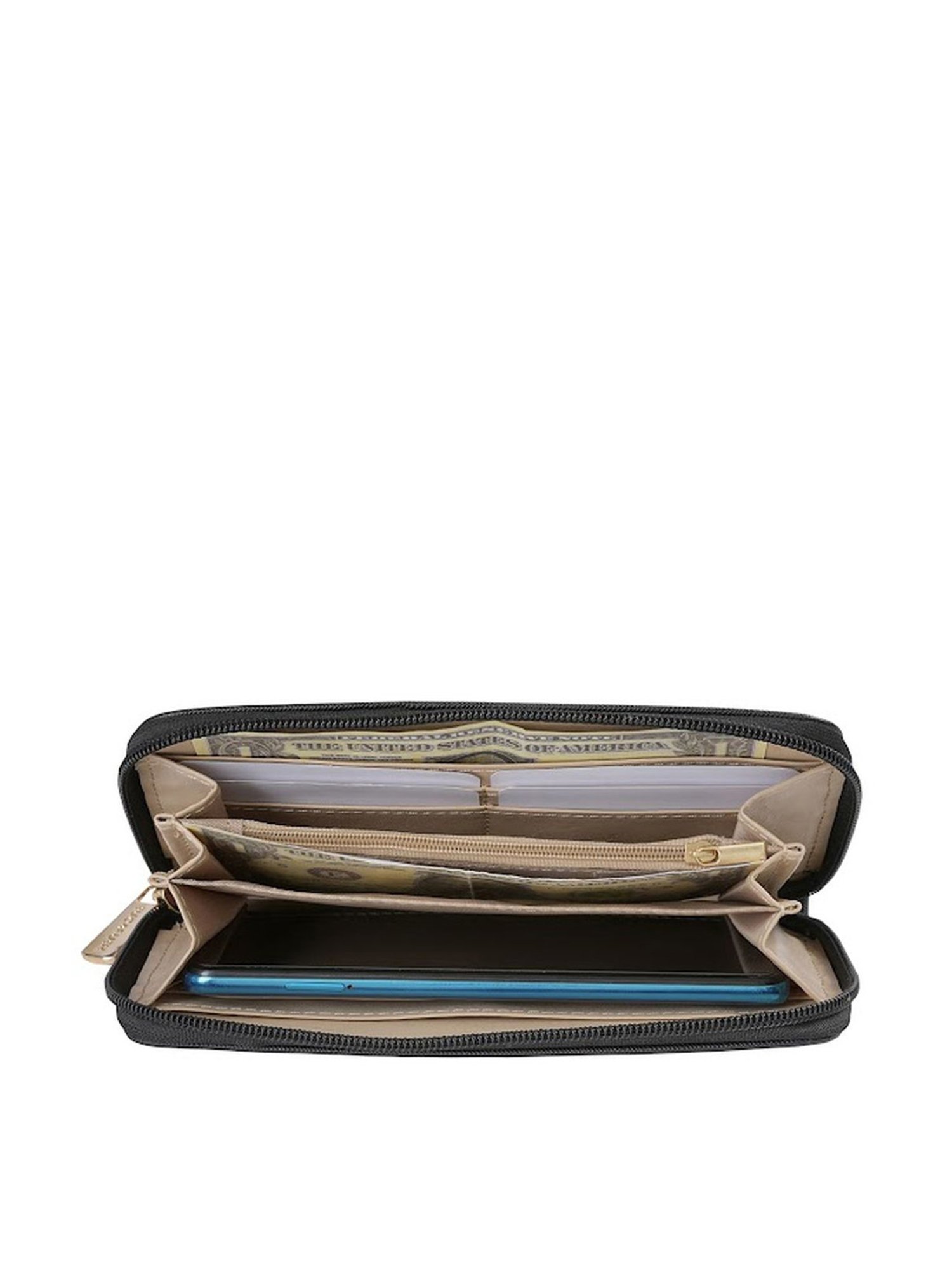 Sugarush Esther Black PU Solid Zip Around Wallet