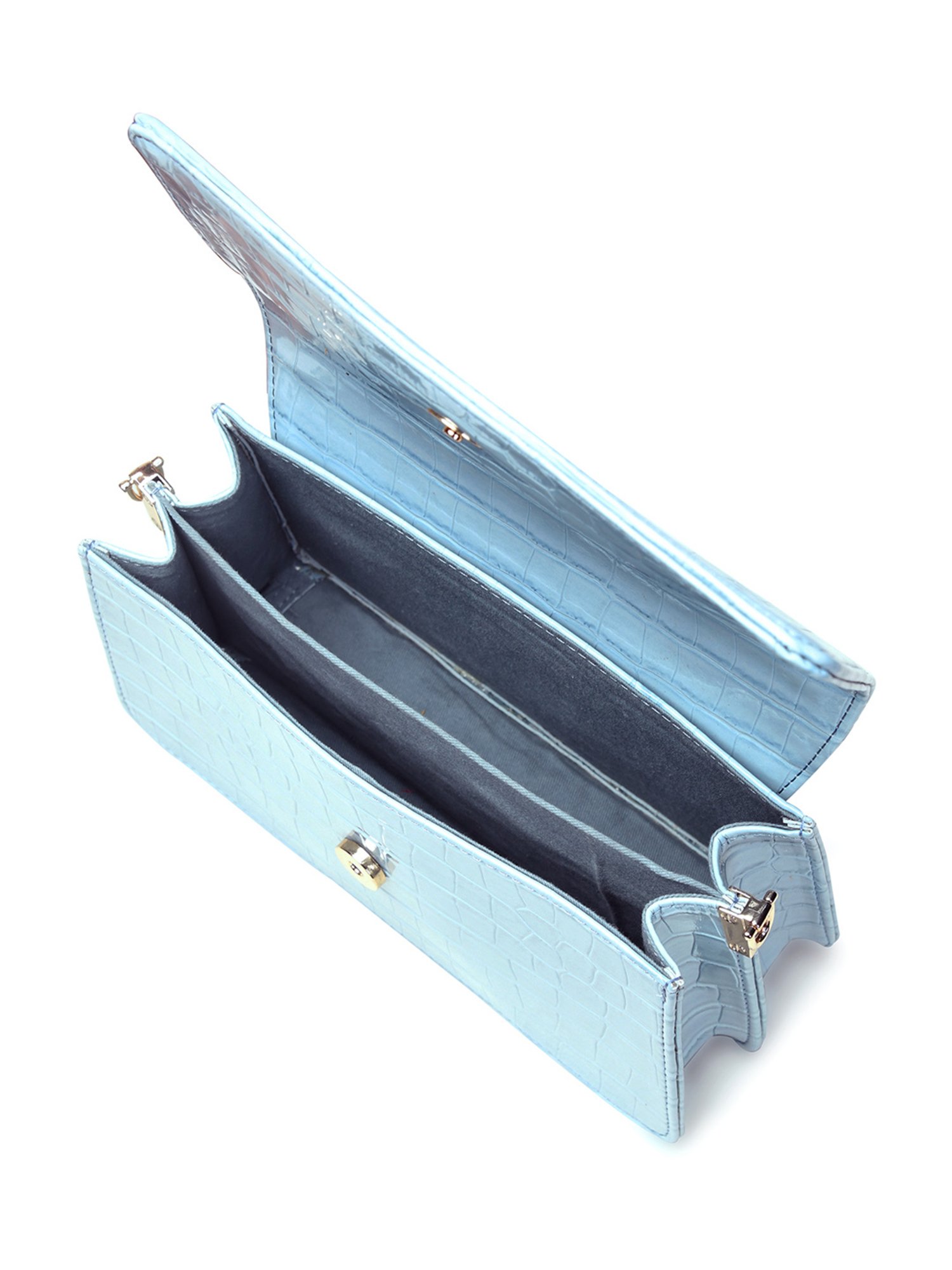 PELLE LUXUR Arctic Blue Animal Effect Small Shoulder Bag