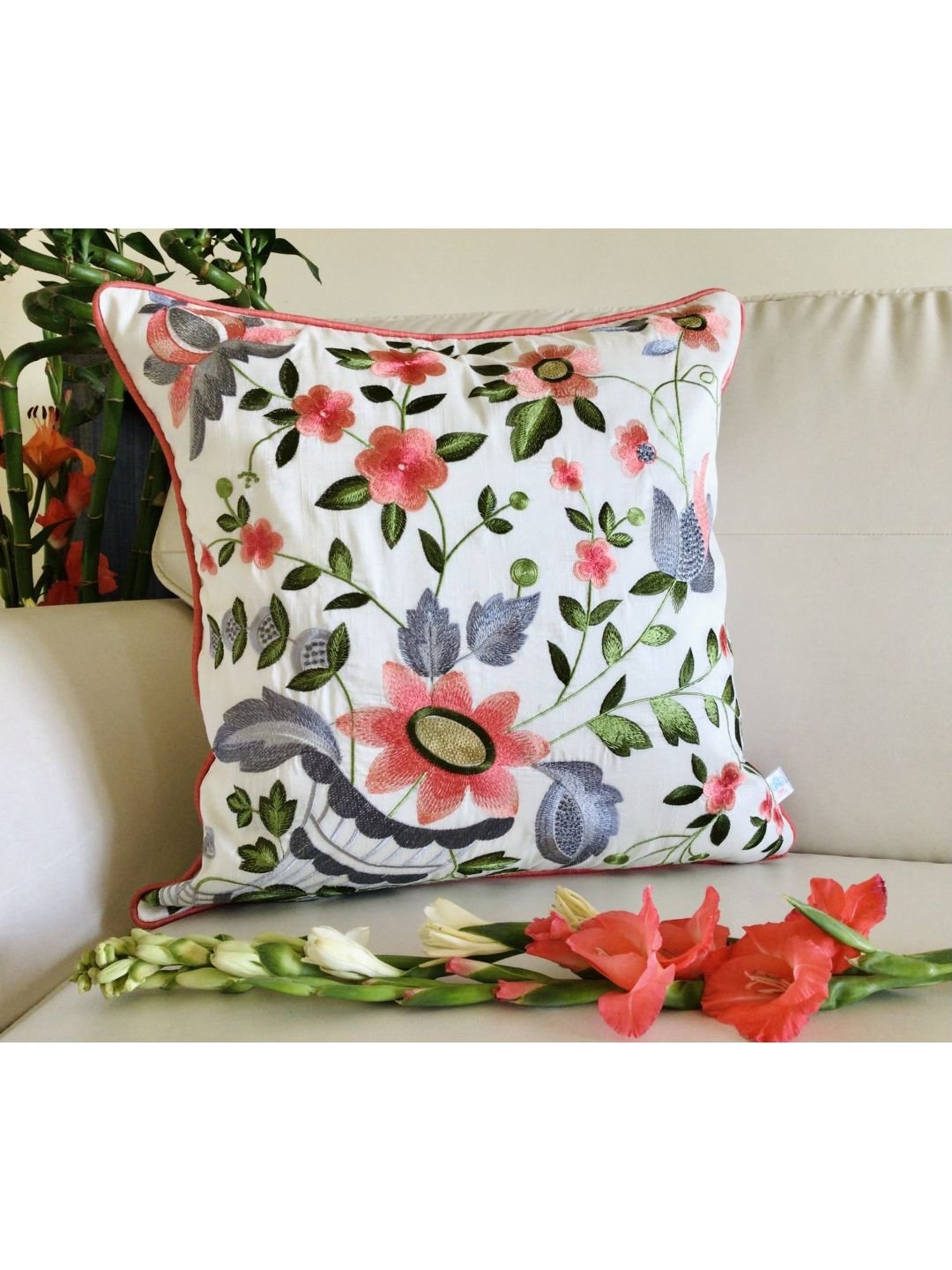 Swayam Multicolor Cotton 40 cm x 40 cm Cushion Covers - Set of 2