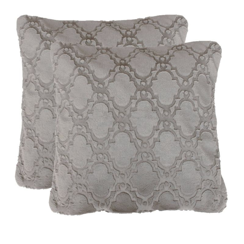 2pk Mia Lattice Throw Pillows and Throw Blanket Silver - Décor Therapy