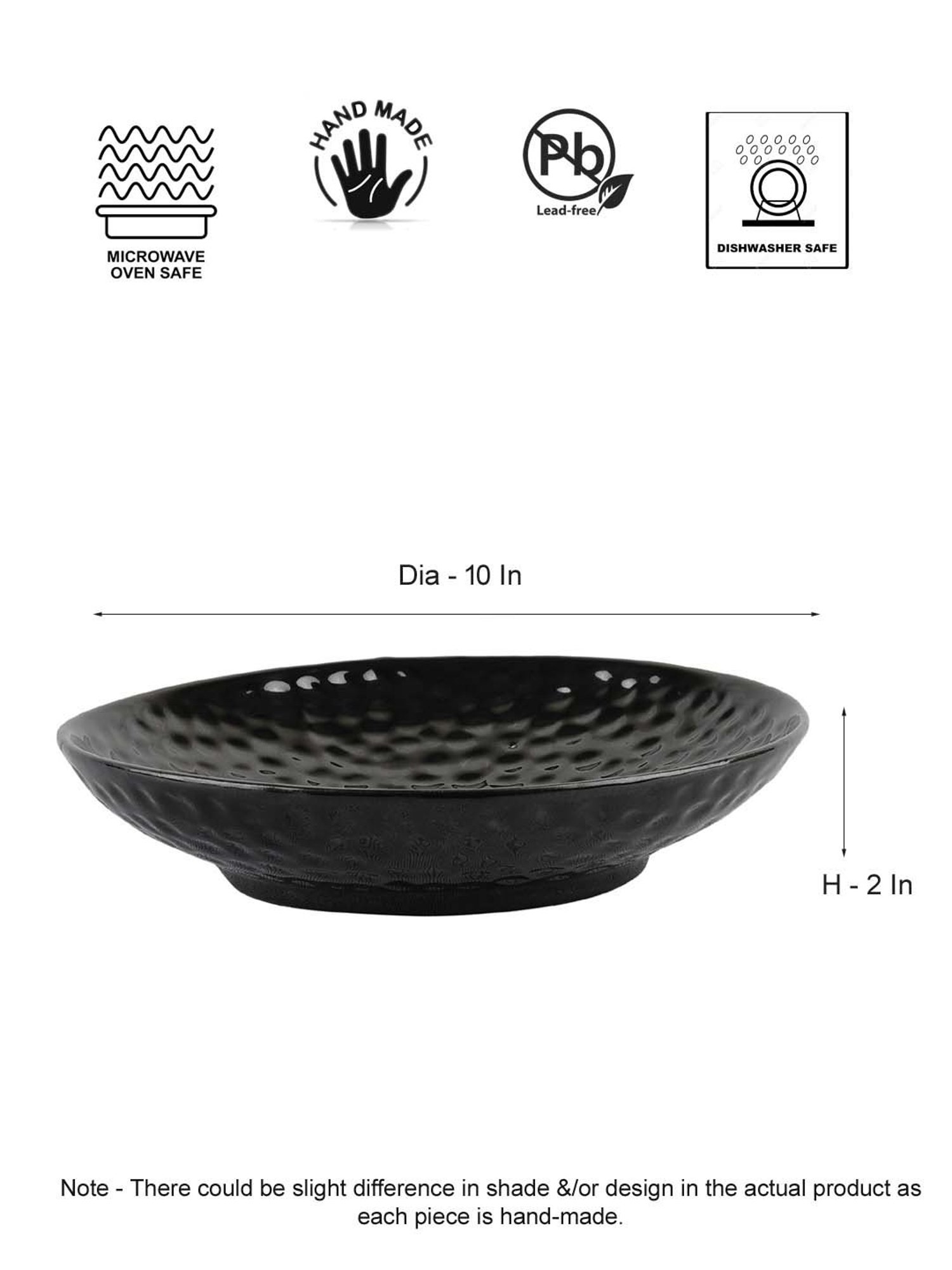VarEesha Awesome Solids Black Ceramic Serving Platter - Set of 1
