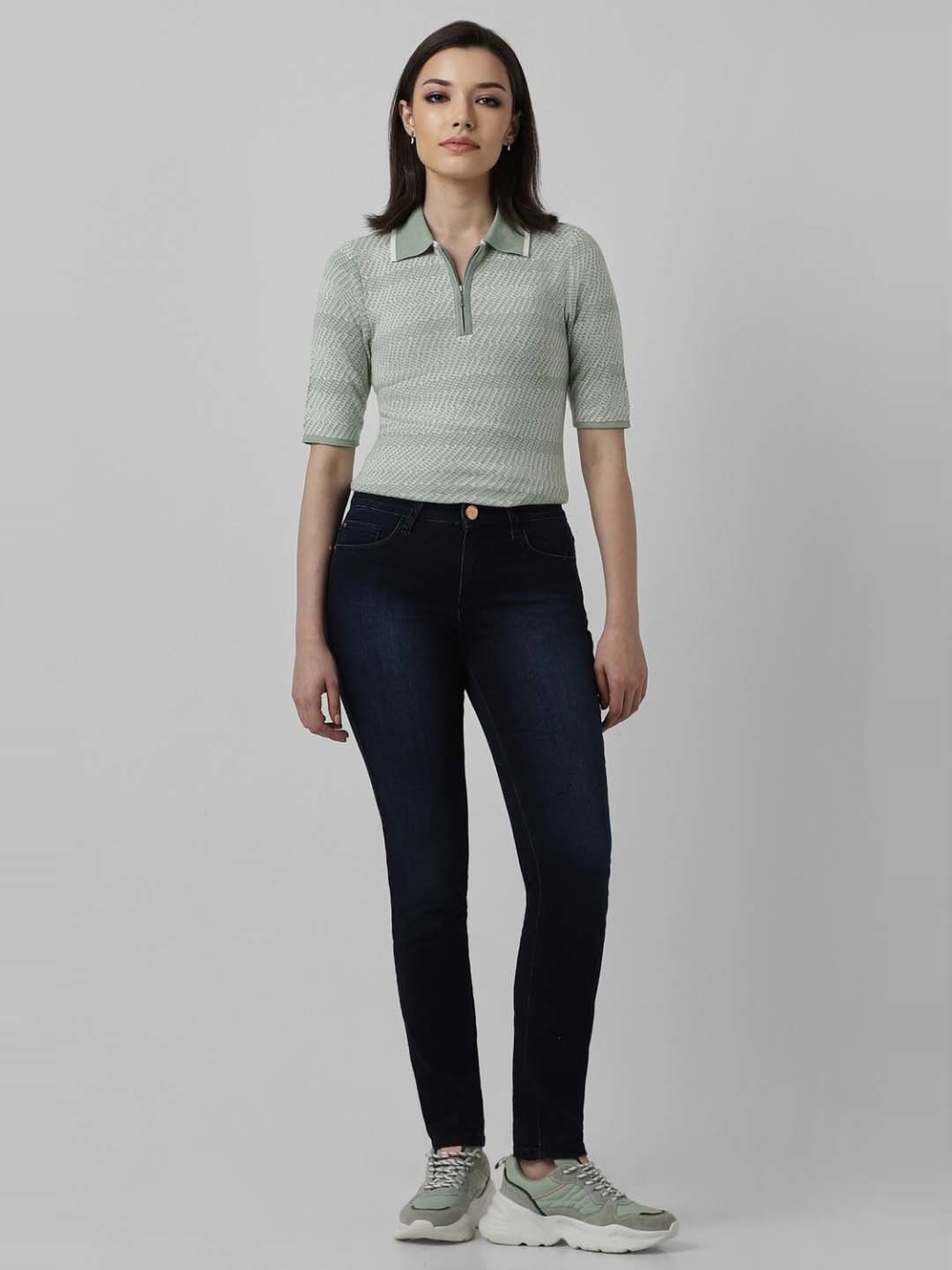 Van Heusen Green Self Pattern Top