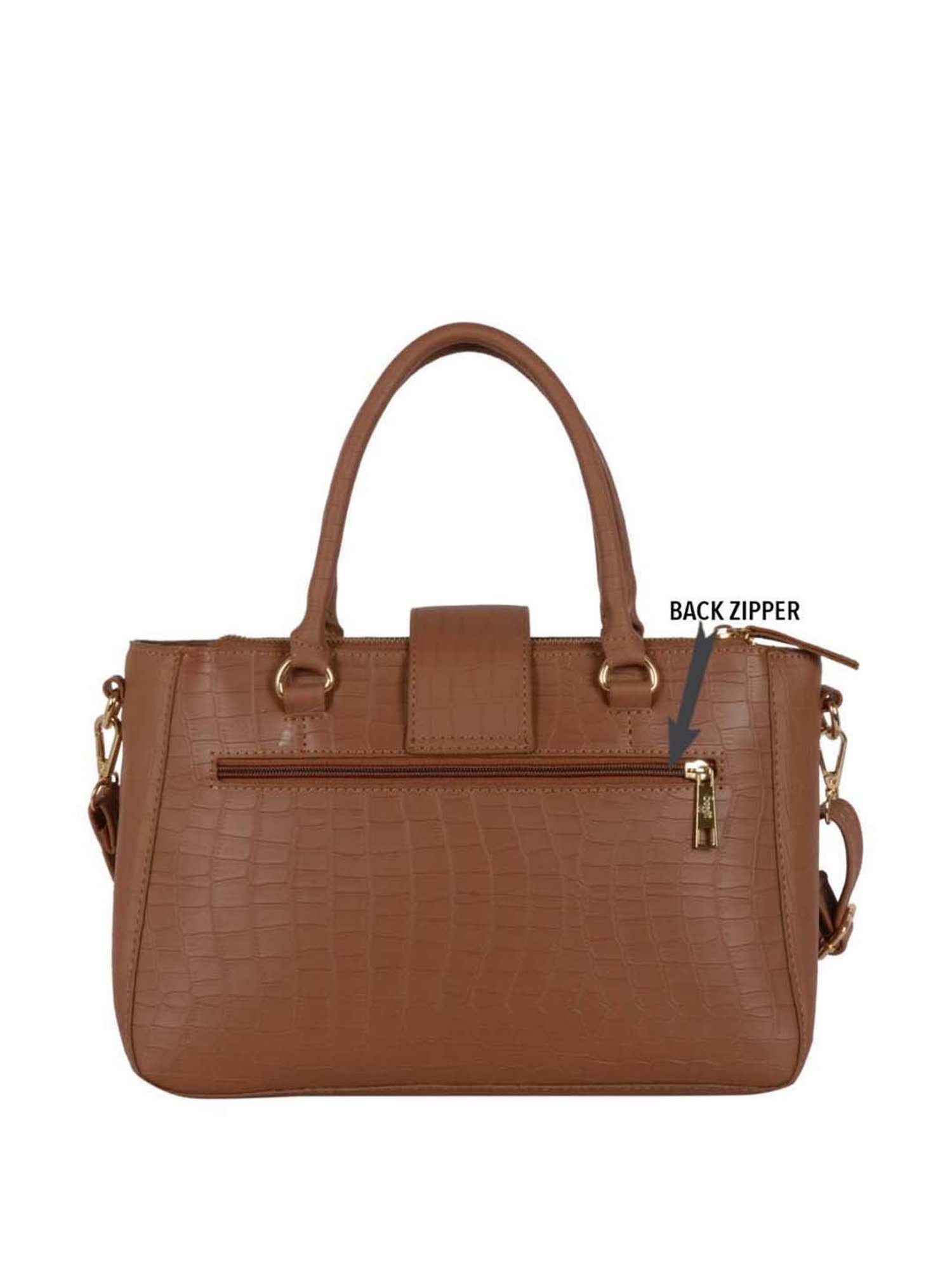 Baggit Tan Textured Medium Handbag
