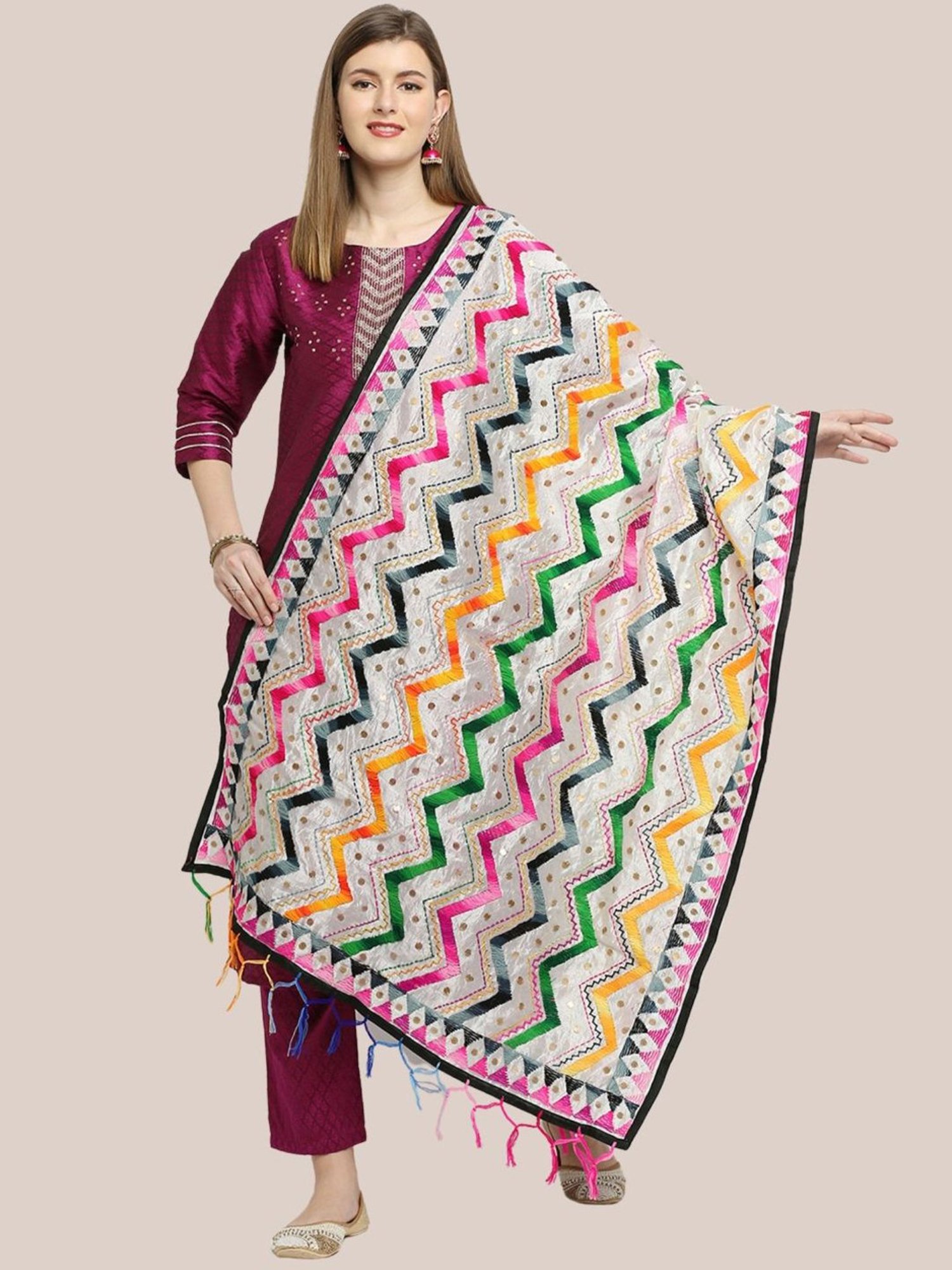 Dupatta Bazaar White Embroidered Dupatta