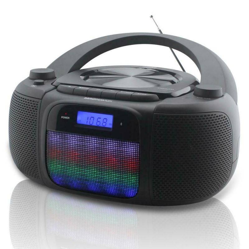 Magnavox MD6972 CD Boombox with Digital AM/FM Radio Color Changing Lights and Bl