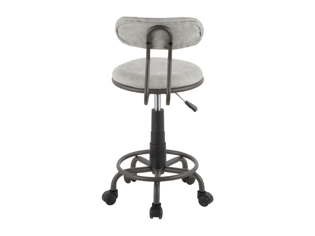 Swift Industrial Task Chair in Grey Metal and Light Grey Faux Leather by LumiSource