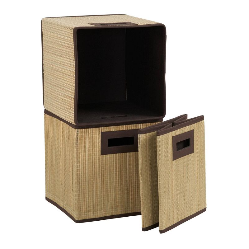 Household Essentials 3pc Grass Cloth Fabric Kids' Storage Bin Brown